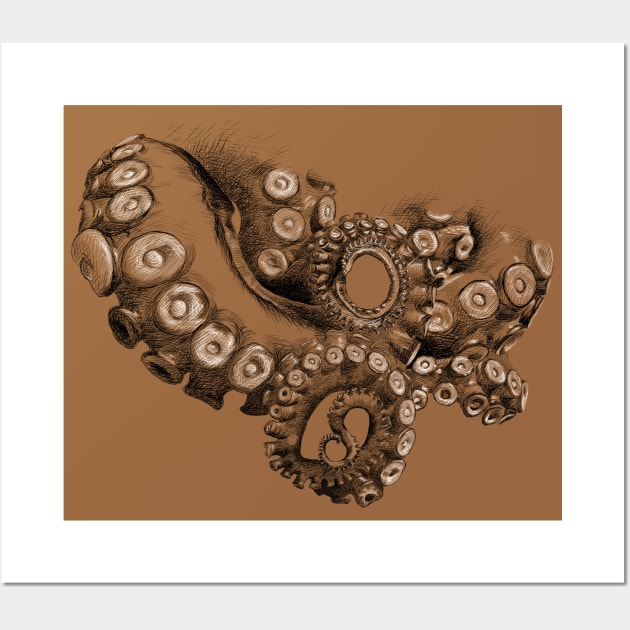 Octopus Tentacles Two Tone Drawing Wall Art by SuspendedDreams